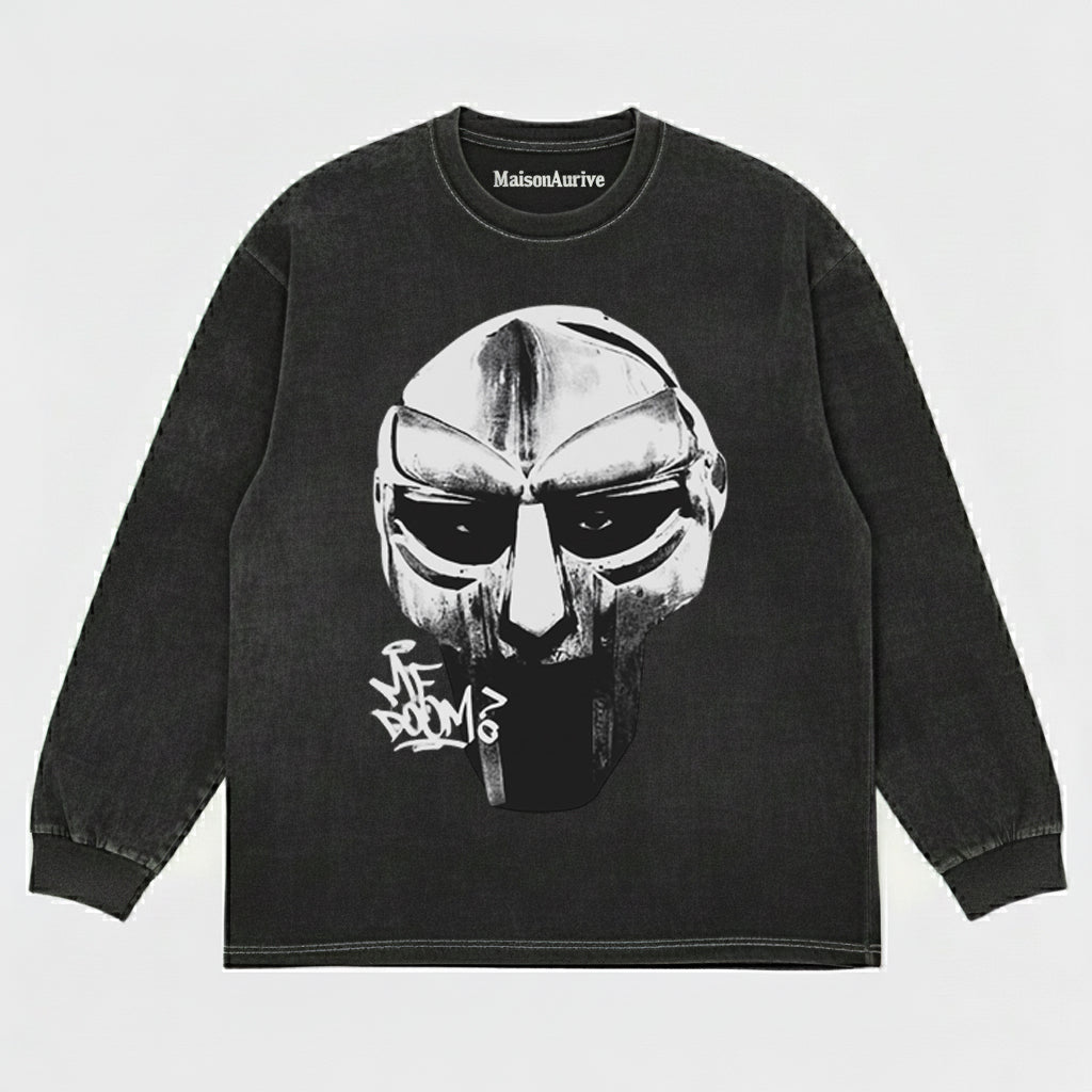 MaisonAurive ウォッシュド ヒップホップ T シャツ – ブラック |ホワイト |ウォーターウォッシュド グレー - ヒップホップ マスク グラフィック