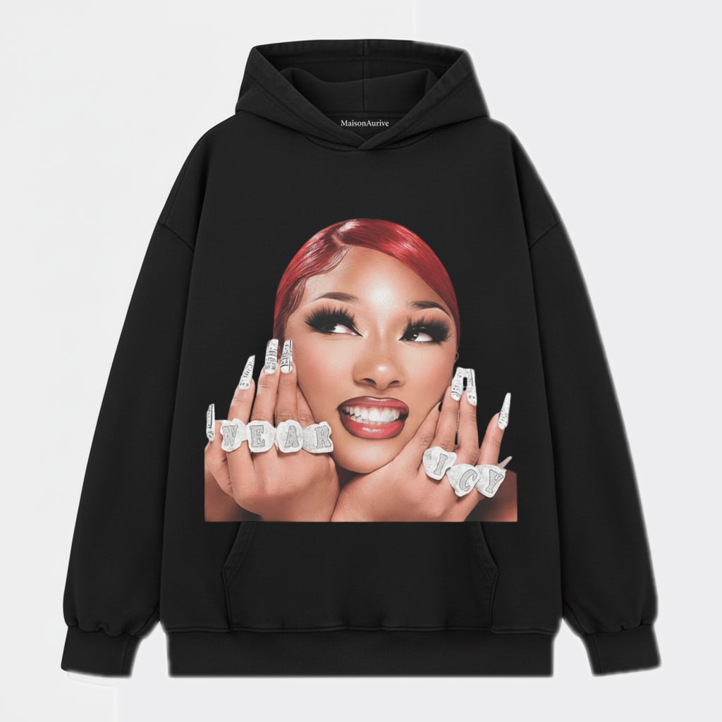 חולצת היפ-הופ מכובסת של MaisonAurive - בגדי רחוב "YEAR ICY" פורטרט