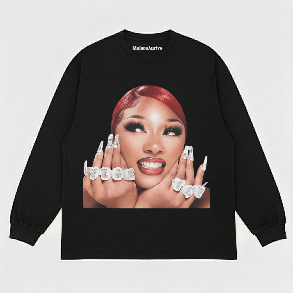 חולצת היפ-הופ מכובסת של MaisonAurive - בגדי רחוב "YEAR ICY" פורטרט