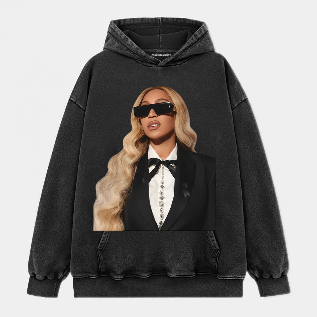 חולצת היפ-הופ מכובסת של MaisonAurive שחורה/שטיפה במים – בגדי רחוב אלגנטיים בסגנון היפ-הופ גרפי