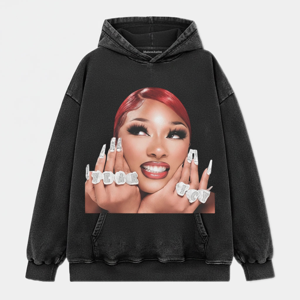 חולצת היפ-הופ מכובסת של MaisonAurive - בגדי רחוב "YEAR ICY" פורטרט