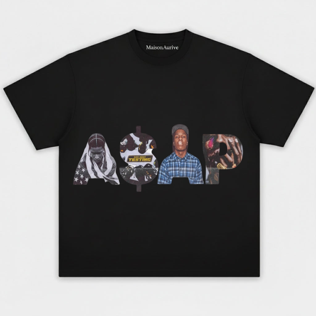 חולצת היפ-הופ מכובסת של MaisonAurive - בגדי רחוב "TESTING" קולאז'