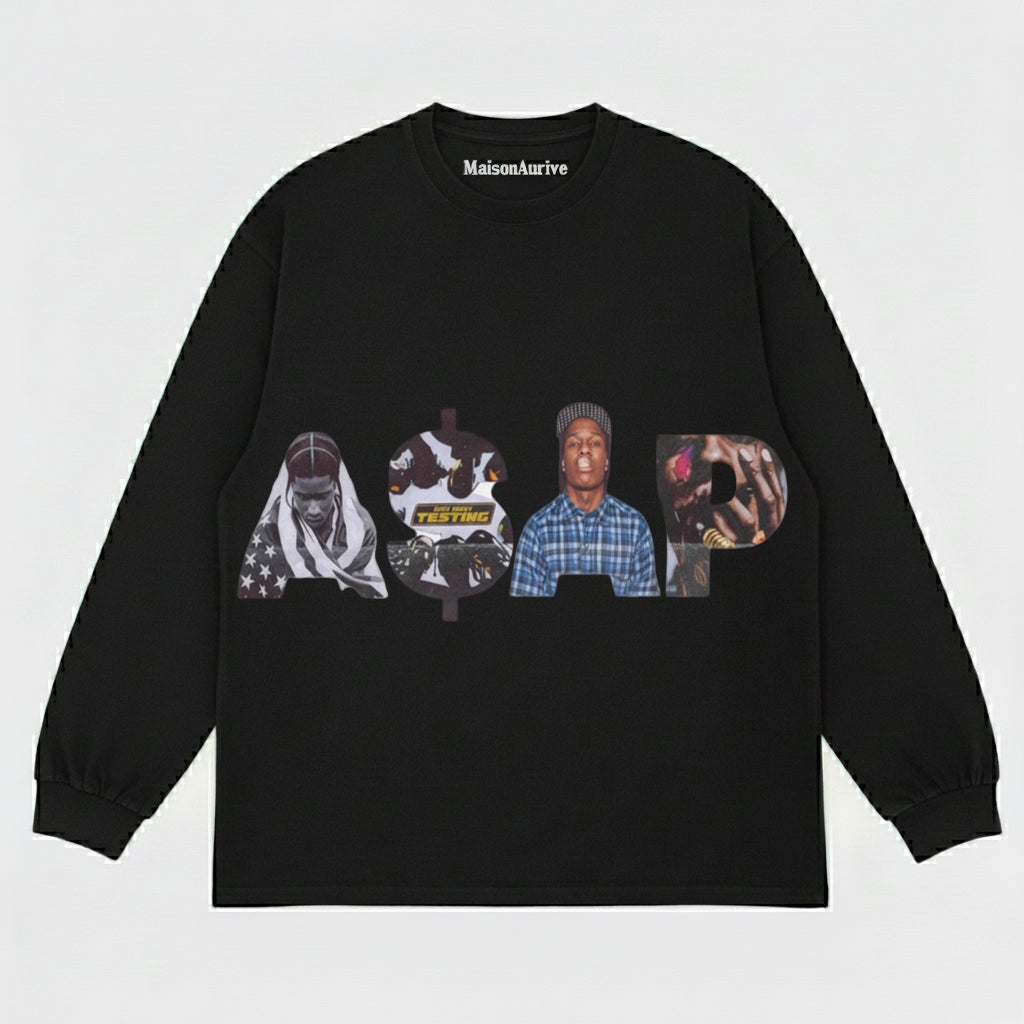 חולצת היפ-הופ מכובסת של MaisonAurive - בגדי רחוב "TESTING" קולאז'