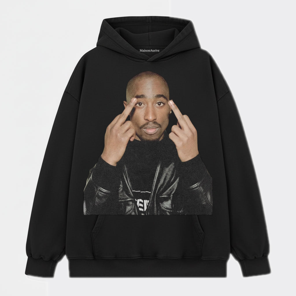 MaisonAurive ヴィンテージ ウォッシュド ヒップホップ T シャツ: Halo ポートレート プリント チャコール グレー