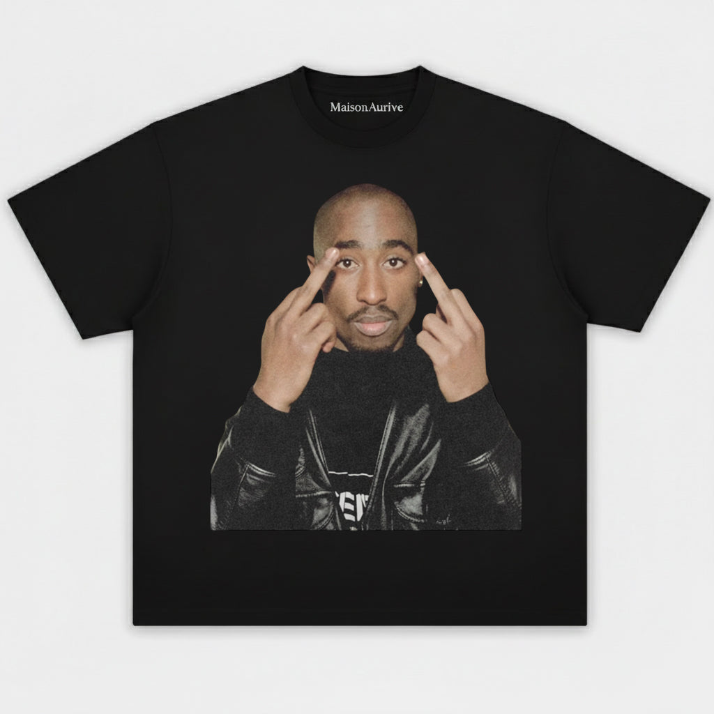 MaisonAurive ヴィンテージ ウォッシュド ヒップホップ T シャツ: Halo ポートレート プリント チャコール グレー