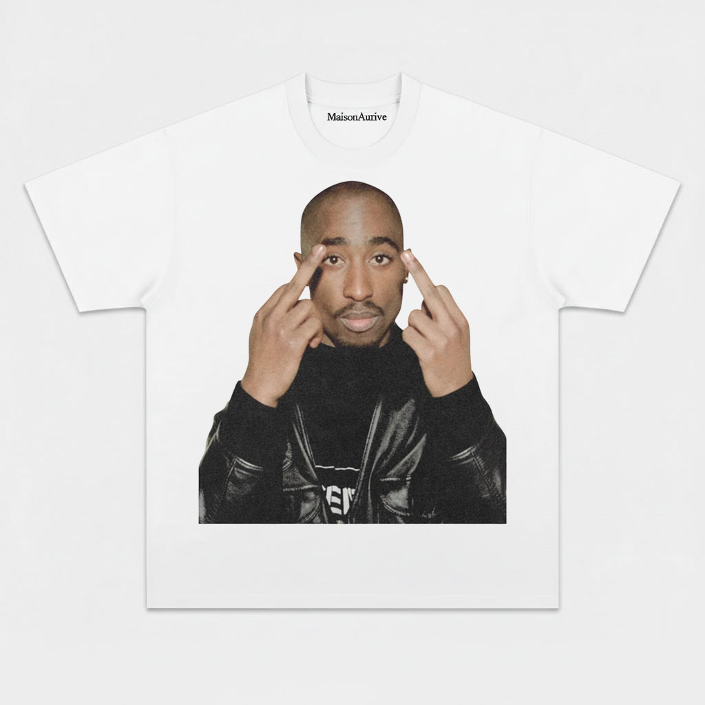 MaisonAurive ヴィンテージ ウォッシュド ヒップホップ T シャツ: Halo ポートレート プリント チャコール グレー