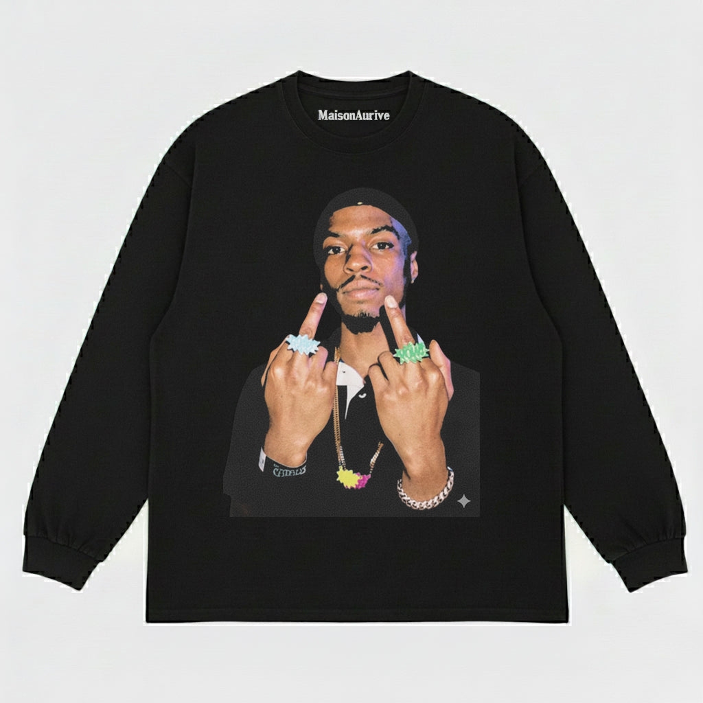 मैसनऑरिव वॉश्ड हिप-हॉप टी - वाइब्रेंट एक्सेसरी पोर्ट्रेट चारकोल