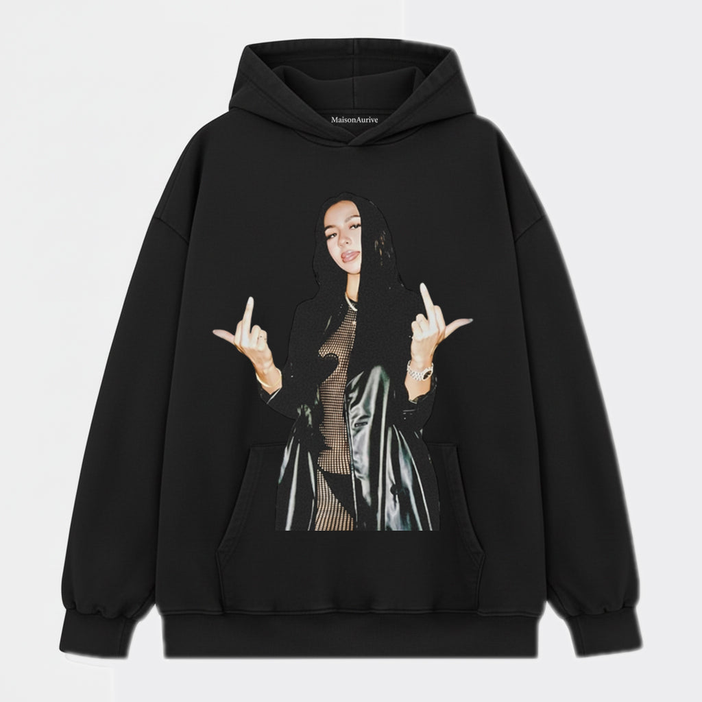 Camiseta de hip-hop lavada MaisonAurive - Retrato de gesto callejero Carbón