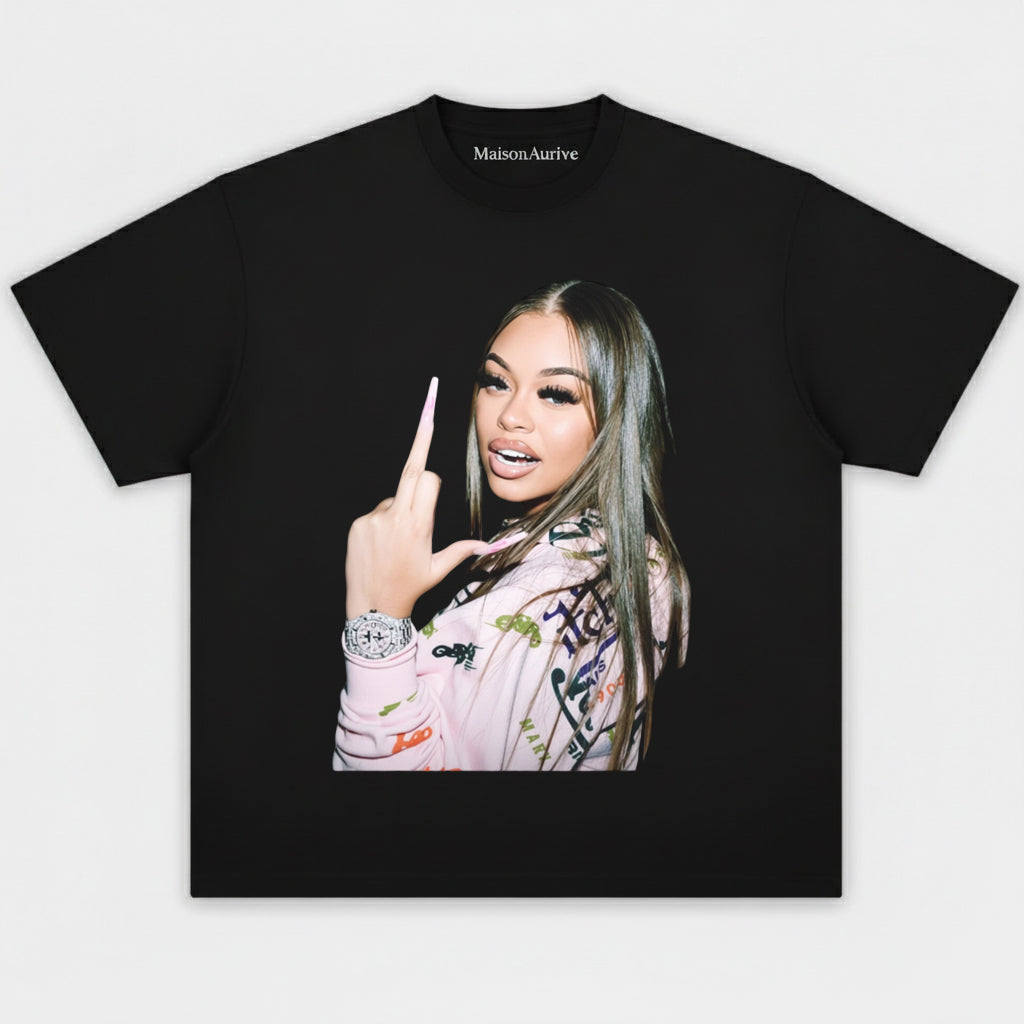 मैसनऑरिव विंटेज वॉश्ड टी: स्वीट-हिपहॉप पोर्ट्रेट प्रिंट चारकोल