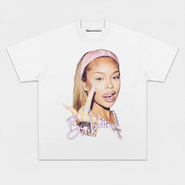 मैसनऑरिव विंटेज वॉश्ड टी: स्वीट-हिपहॉप "बिग लट्टे" प्रिंट चारकोल