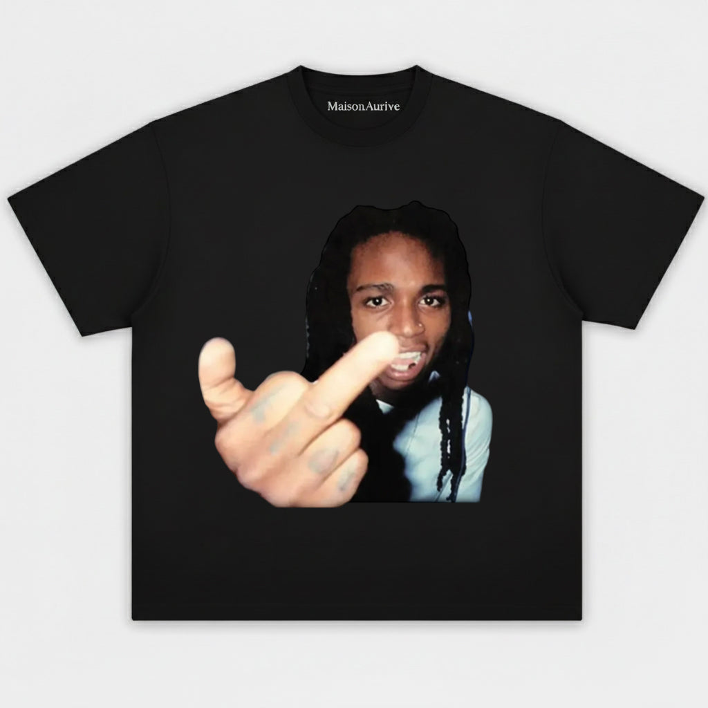 MaisonAurive Washed Hip-Hop Tee – Braids Gesture Portrait Waterwashed Charcoal