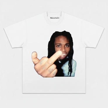 MaisonAurive Washed Hip-Hop Tee – Braids Gesture Portrait Waterwashed Charcoal