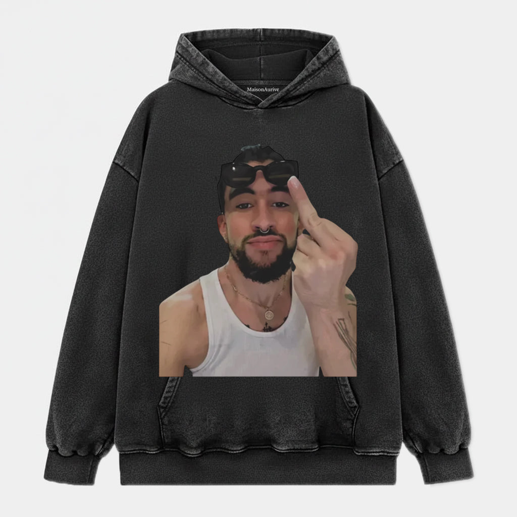 MaisonAurive Washed Hip-Hop Tee – Tank Top Tattoo Gesture Portrait Waterwashed Charcoal