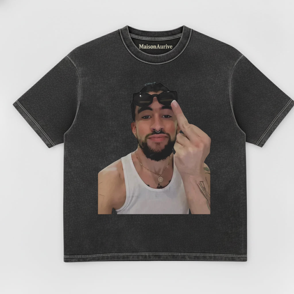 MaisonAurive Washed Hip-Hop Tee – Tank Top Tattoo Gesture Portrait Waterwashed Charcoal