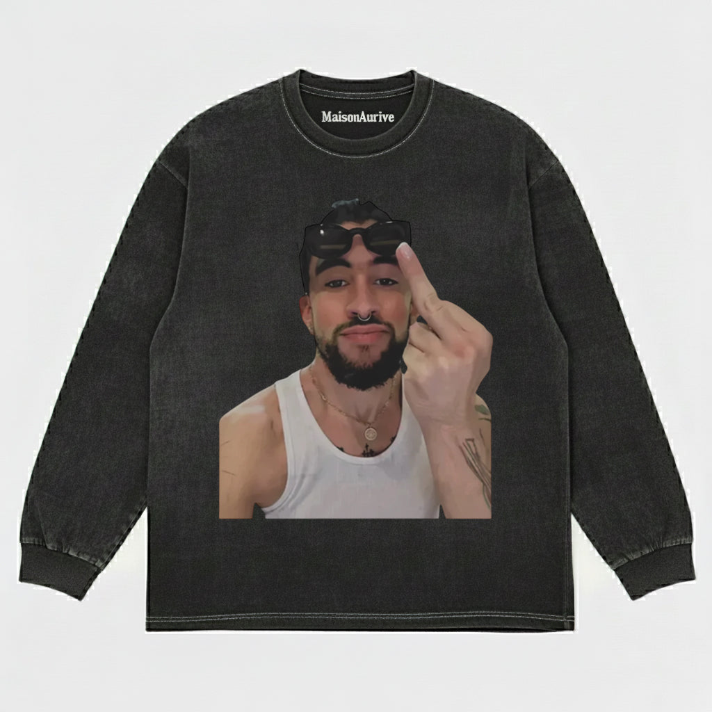 MaisonAurive Washed Hip-Hop Tee – Tank Top Tattoo Gesture Portrait Waterwashed Charcoal