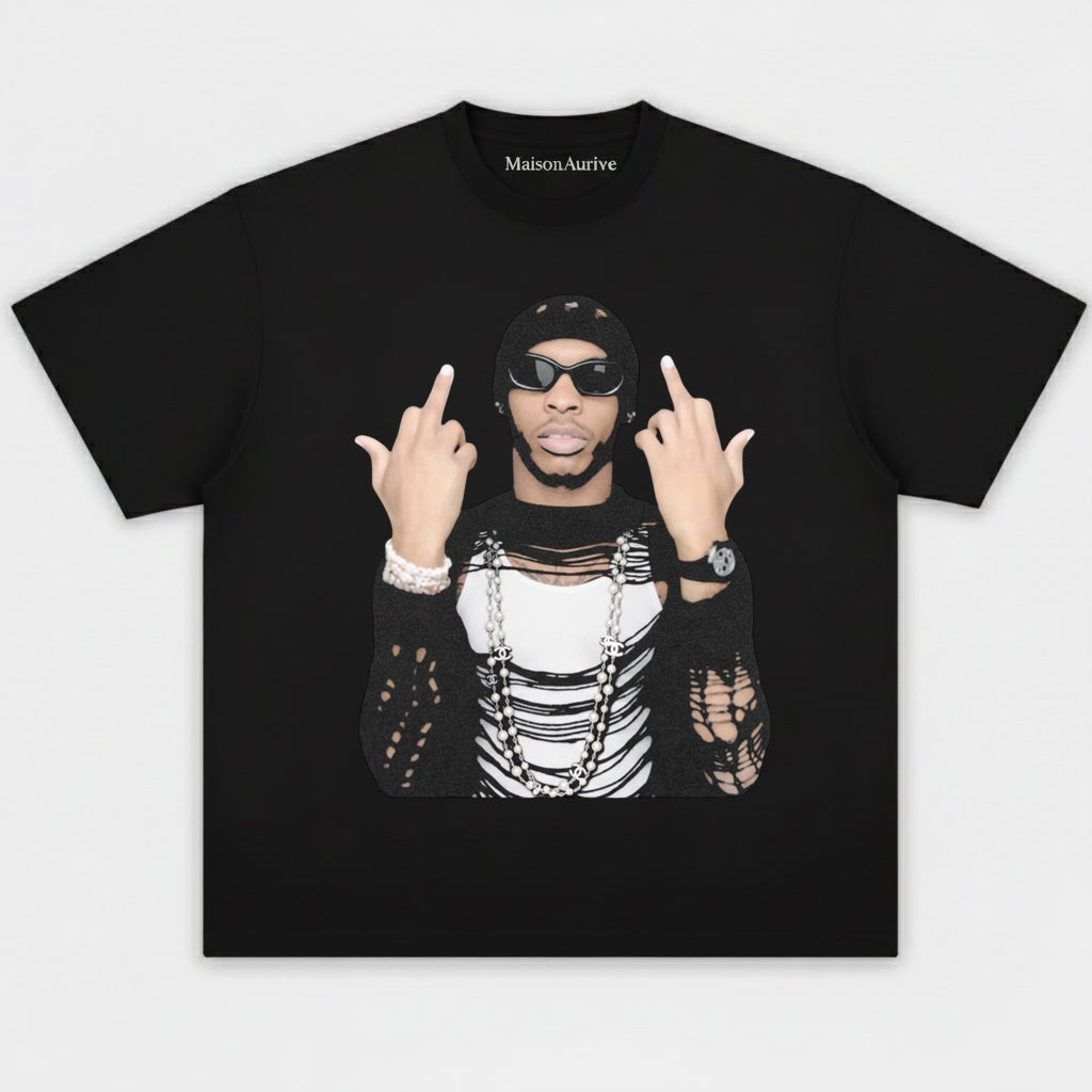 MaisonAurive Vintage Washed Tee: Ripped Chain Street Hip-Hop Graphic Charcoal