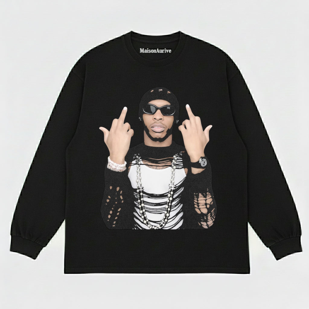 MaisonAurive Vintage Washed Tee: Ripped Chain Street Hip-Hop Graphic Charcoal