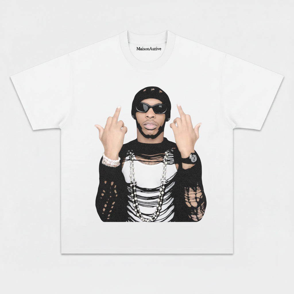 MaisonAurive Vintage Washed Tee: Ripped Chain Street Hip-Hop Graphic Charcoal