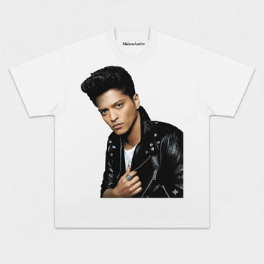 MaisonAurive Washed Hip-Hop Tee – Spiked Hair Leather Jacket Portrait Waterwashed Charcoal