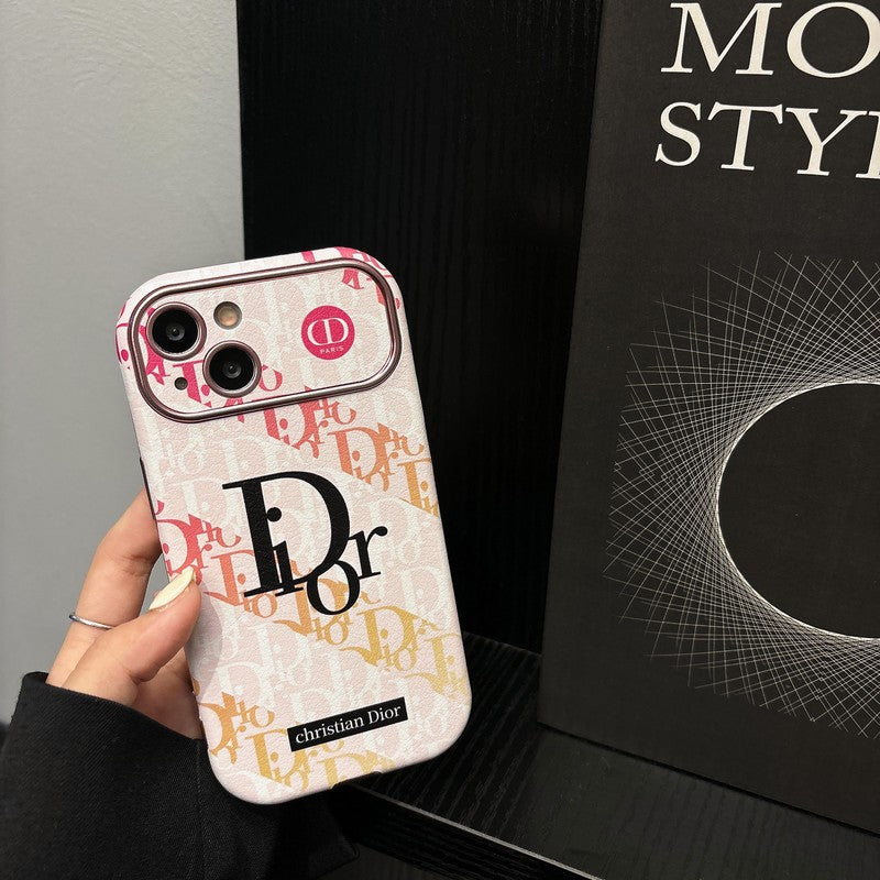 حافظة iPhone جلدية باللون الأبيض & بني اللون