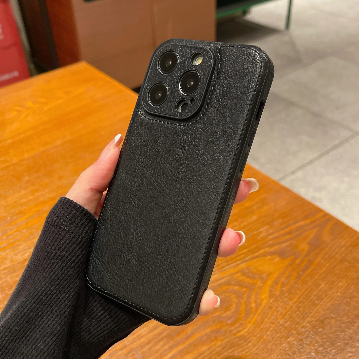 Premium Vintage Leather iPhone Case – Soft Touch Shockproof Protective Cover