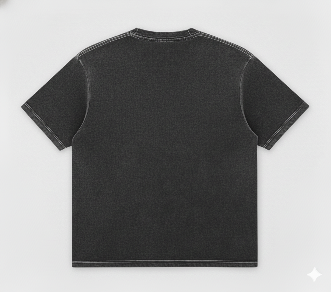 MaisonAurive Washed Hip-Hop Tee – Black | White | Waterwashed Grey