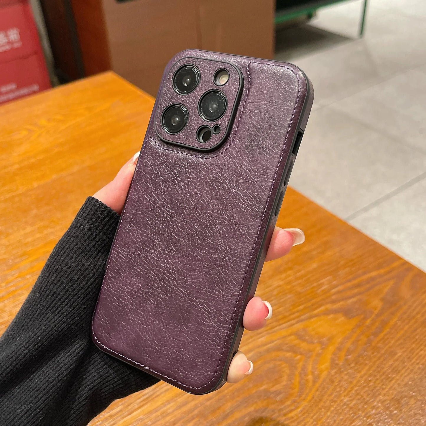 Premium Vintage Leather iPhone Case – Soft Touch Shockproof Protective Cover