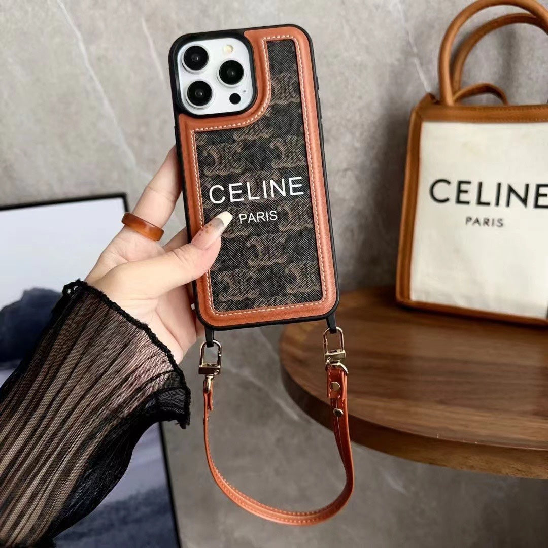 Sort Celine iPhone etui med strop-SZ231124