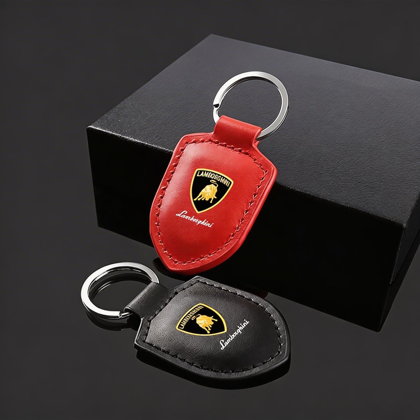 Lamborghini Crest Emblem Genuine Leather Keychain