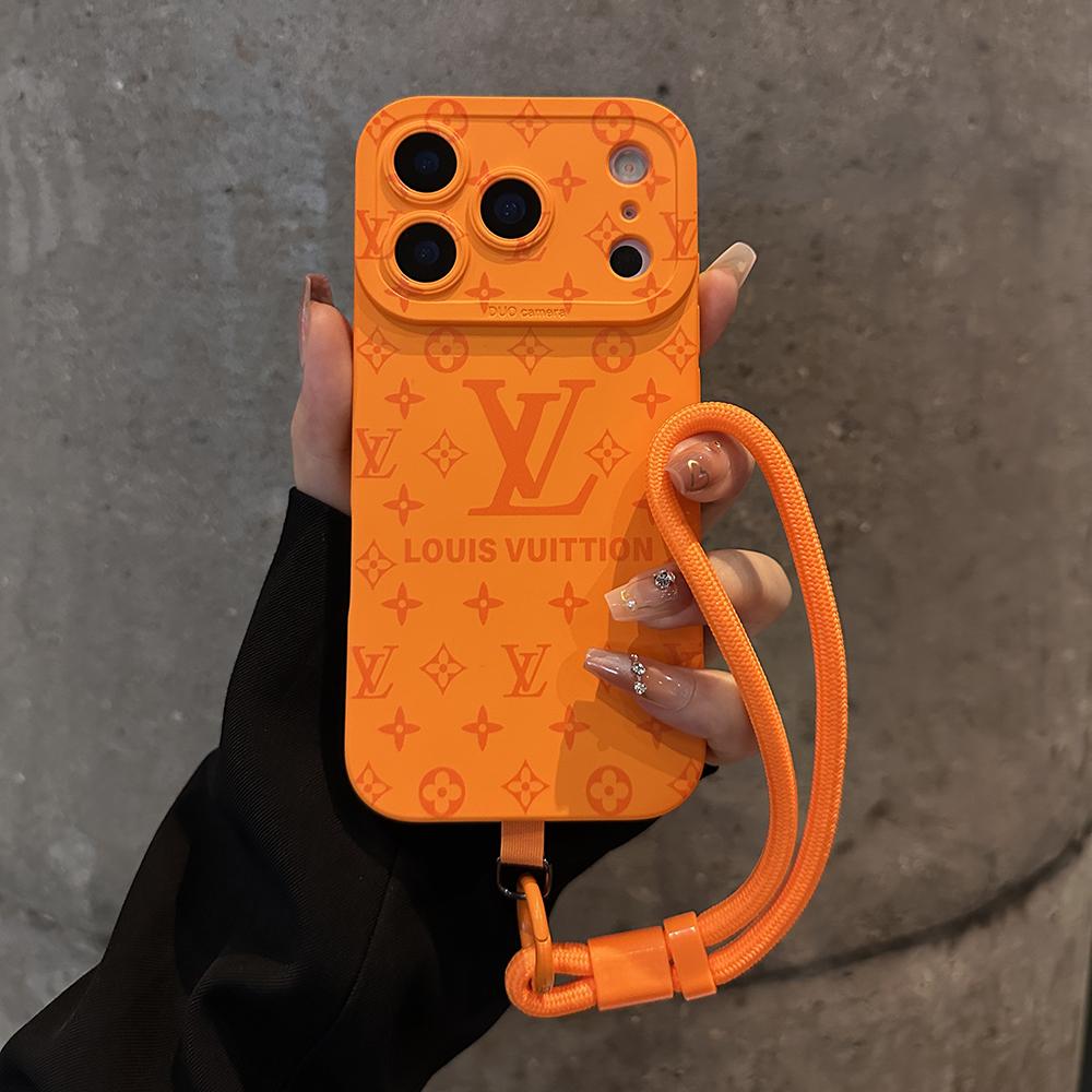 Luxury Embossed Pattern IPhone Case With Detachable Wrist Strap