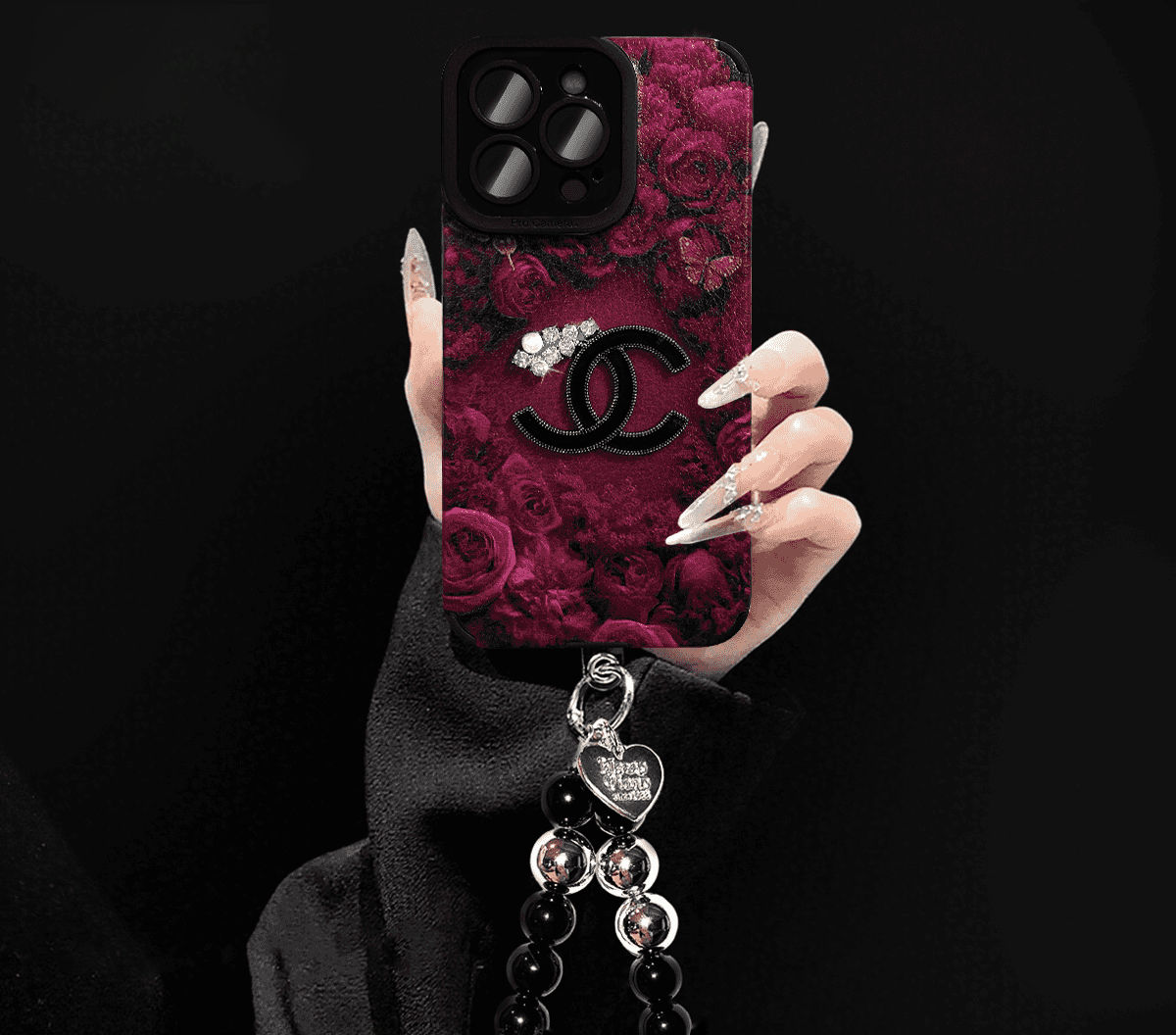 Luksus Velvet Rose Cover til iPhone – Fuld linsebeskyttelse