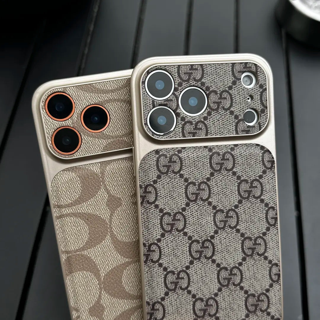 충격 방지 가장자리가 있는 고급 패턴 가죽 전화 케이스