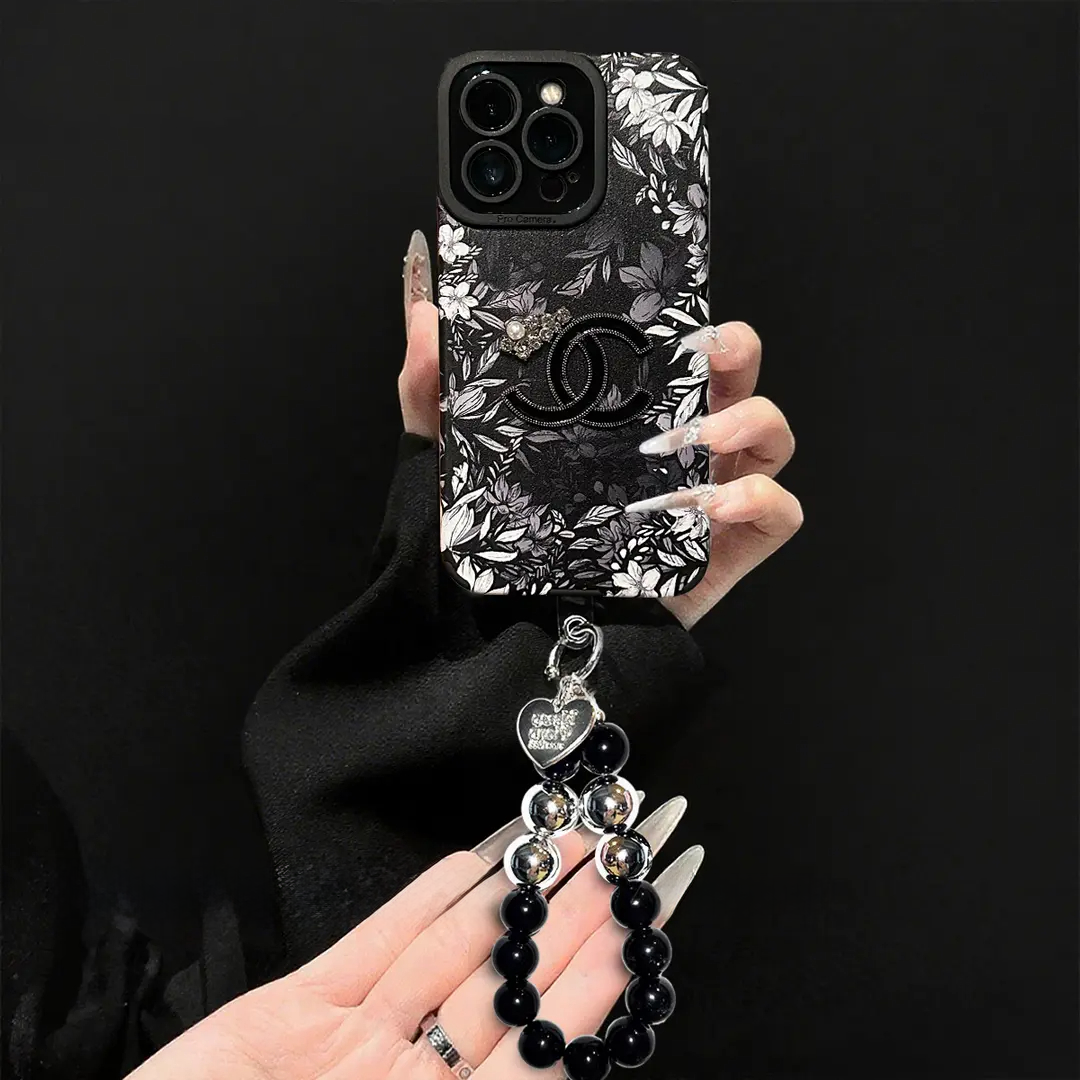 IPhone 奢華小羊皮花卉皮革保護殼 - 全鏡頭保護