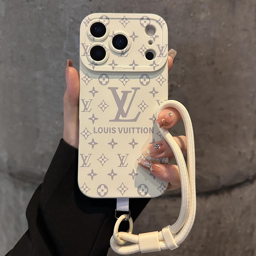 Luxury Embossed Pattern IPhone Case With Detachable Wrist Strap