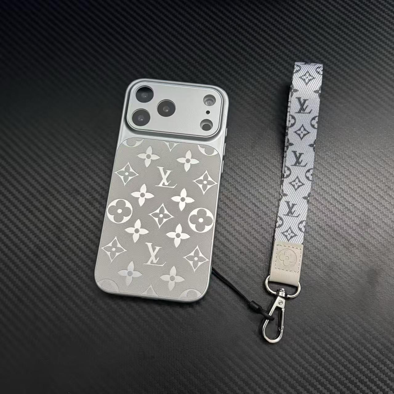 Luksus monogram mønster læder telefon taske med fuld kamerabeskyttelse