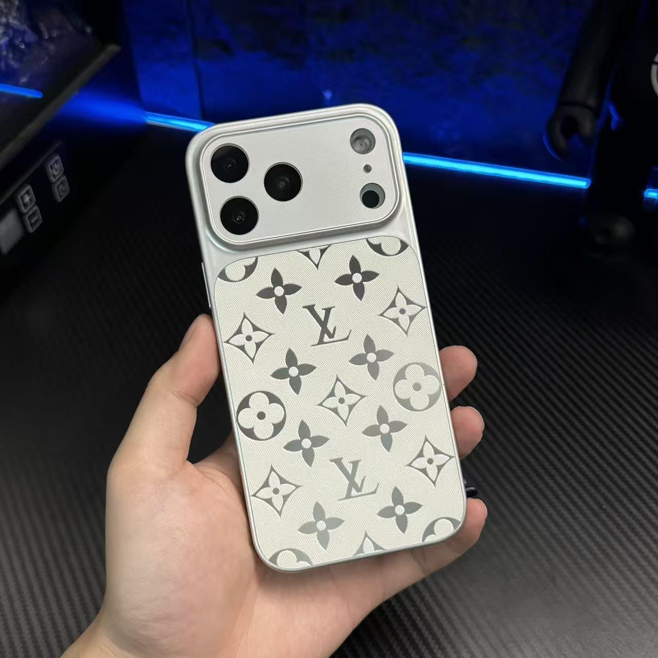 Luksus monogram mønster læder telefon taske med fuld kamerabeskyttelse