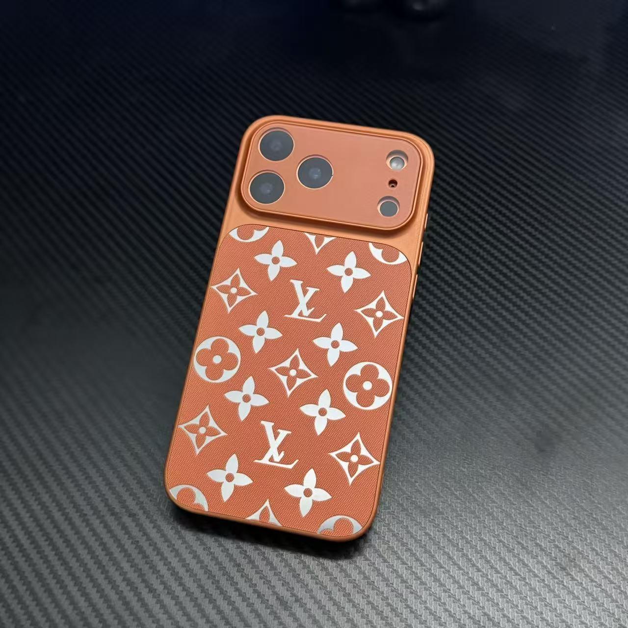 Luksus monogram mønster læder telefon taske med fuld kamerabeskyttelse