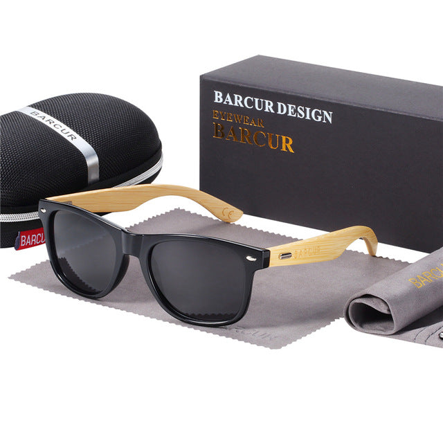 BARCUR 偏光竹製太陽眼鏡 男士木質太陽眼鏡 女士品牌原創木質眼鏡 Oculos de sol masculino