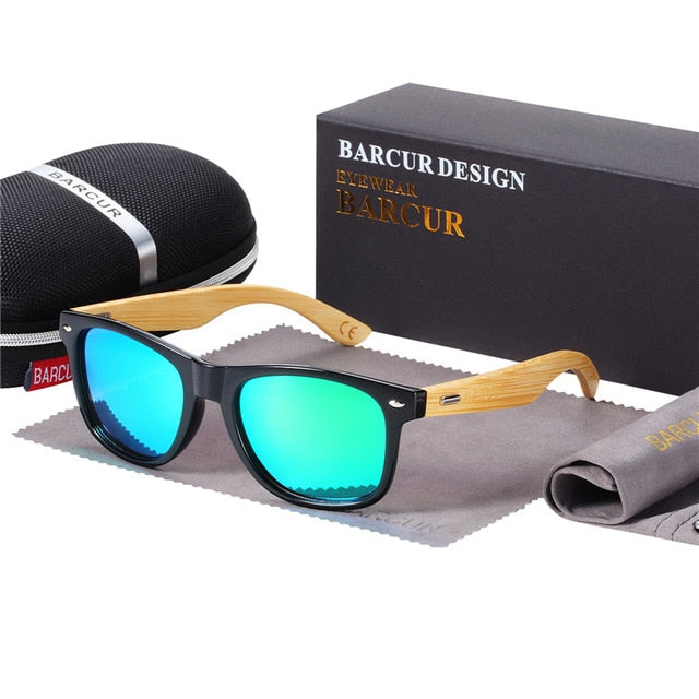 BARCUR 偏光竹製太陽眼鏡 男士木質太陽眼鏡 女士品牌原創木質眼鏡 Oculos de sol masculino