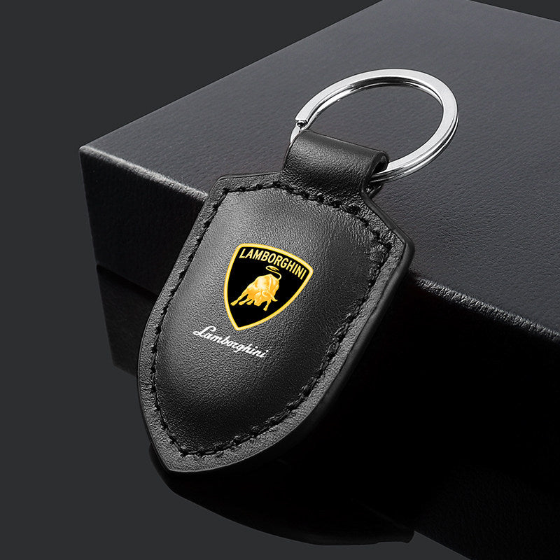 Lamborghini Crest Emblem Genuine Leather Keychain