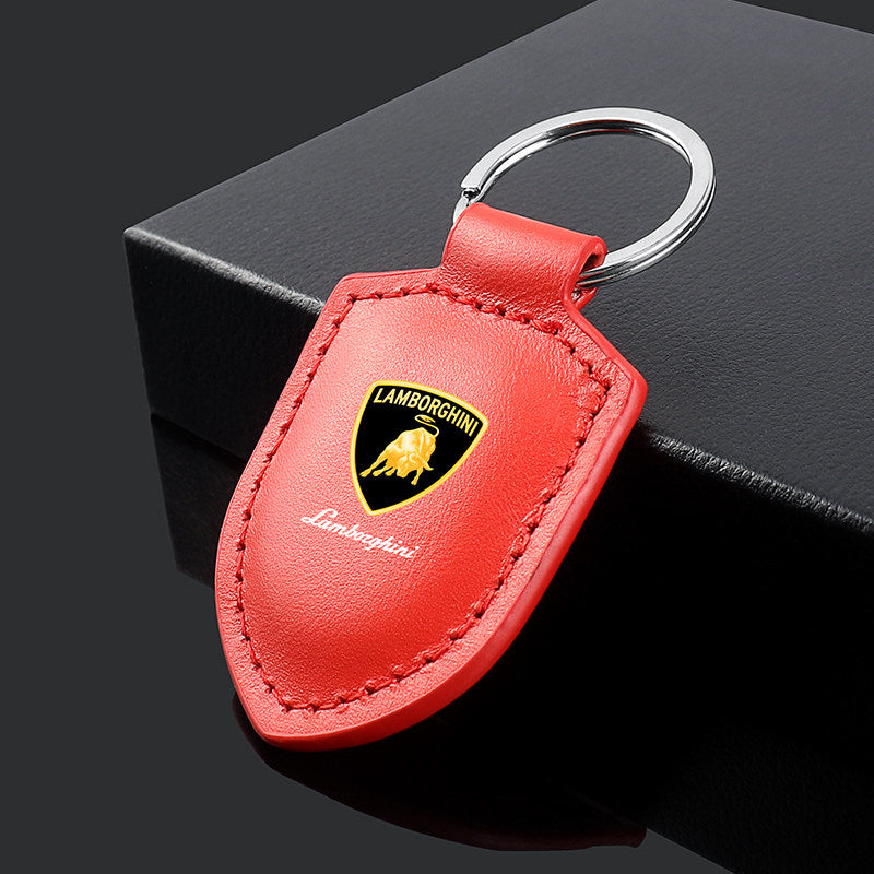 Lamborghini Crest Emblem Genuine Leather Keychain